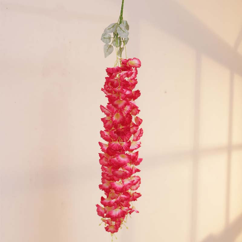 Buy Faux Lush Hanging Morning Glory Plant (Red) - 2.8 Feet Artificial Flowers from Vaaree