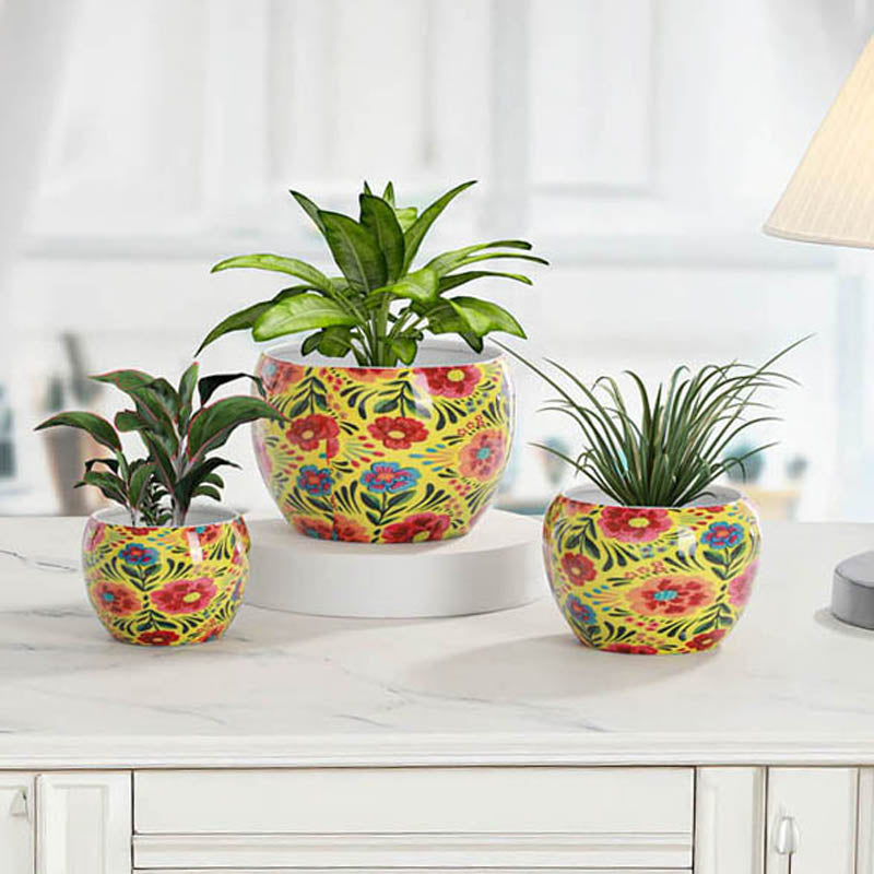 Buy Adni Ethnic Handcrafted Planter - Set Of Three Pots & Planters from Vaaree