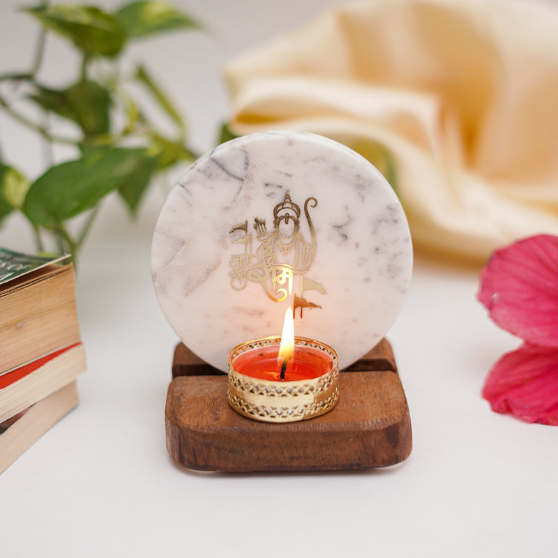 Buy Jai Shree Ram Marble Religious Accent With Tealight Candle Holder Candle Holders from Vaaree