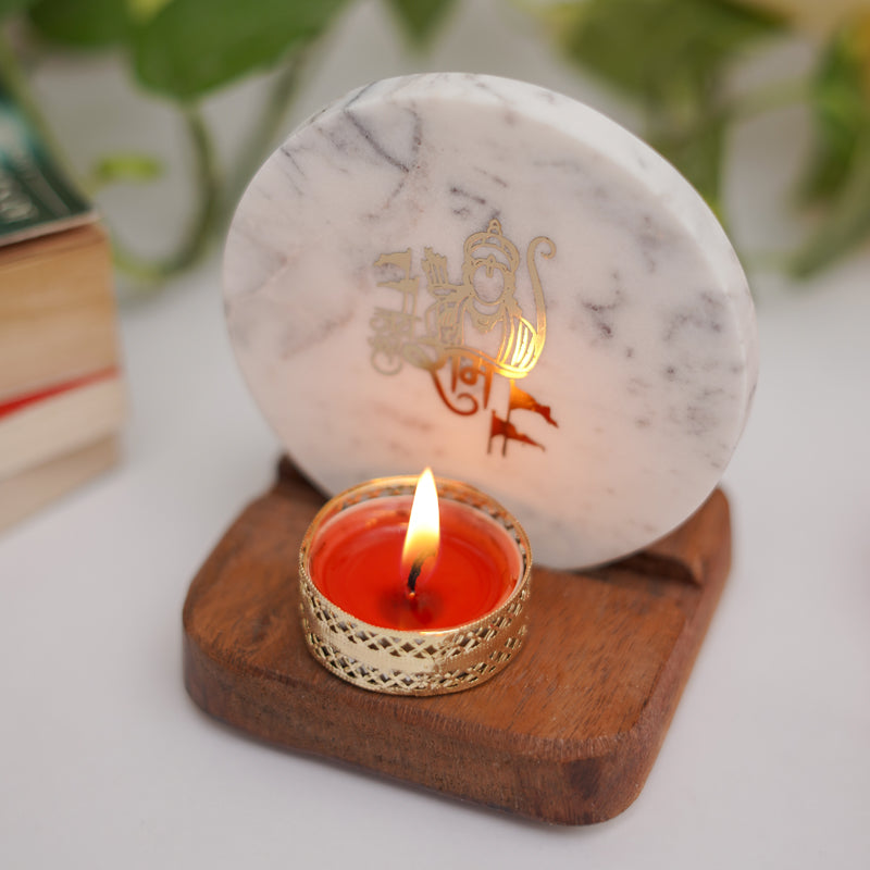 Buy Jai Shree Ram Marble Religious Accent With Tealight Candle Holder Candle Holders from Vaaree