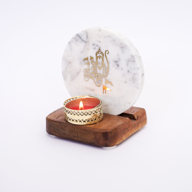 Buy Jai Shree Ram Marble Religious Accent With Tealight Candle Holder Candle Holders from Vaaree