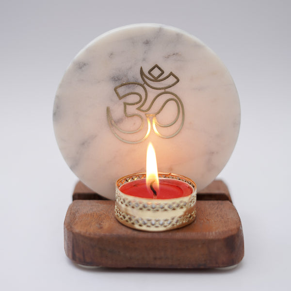 Buy Om Marble Religious Accent With Tealight Candle Holder Candle Holders from Vaaree