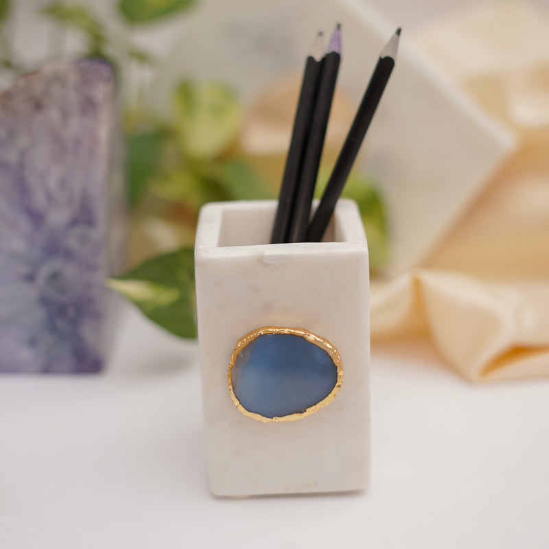 Buy Kade Marble Agate Stationary Holder - Blue Pen Stand from Vaaree