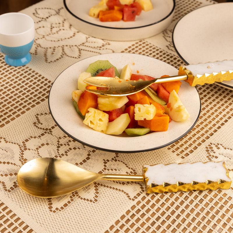 Buy Myle Salad Spoon & Fork (Gold) - Two Piece Set Salad Spoon from Vaaree