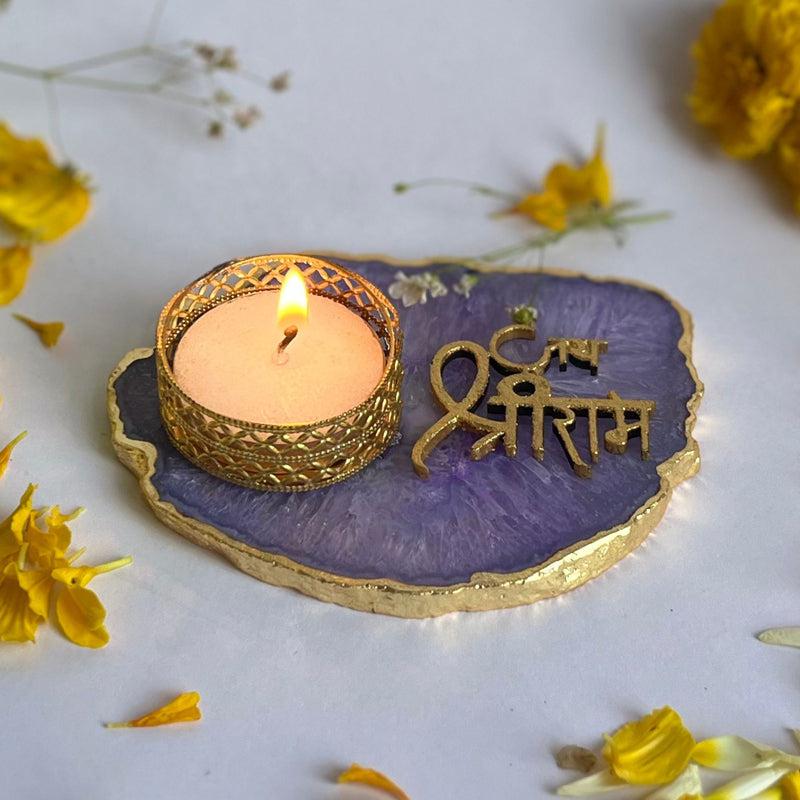 Buy Jai Sri Ram Handcrafted Agate Tealight Candle Holder - Purple Candle Holders from Vaaree