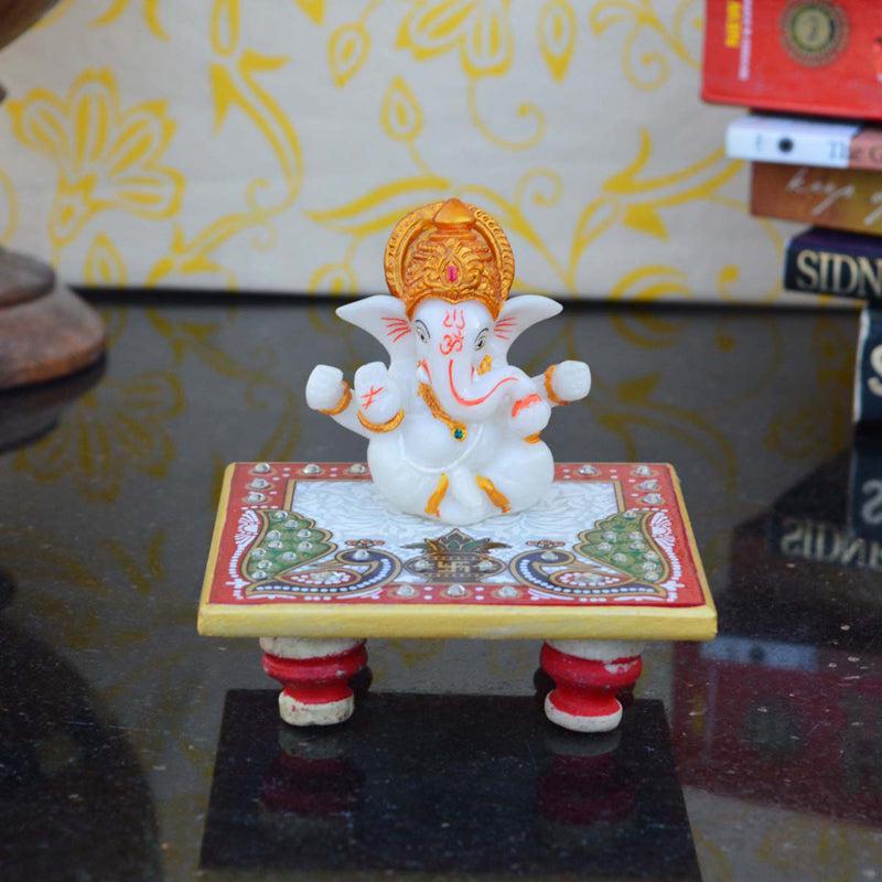 Buy Marble Ganapati Pappa With Crown Idol Idols & Sets from Vaaree