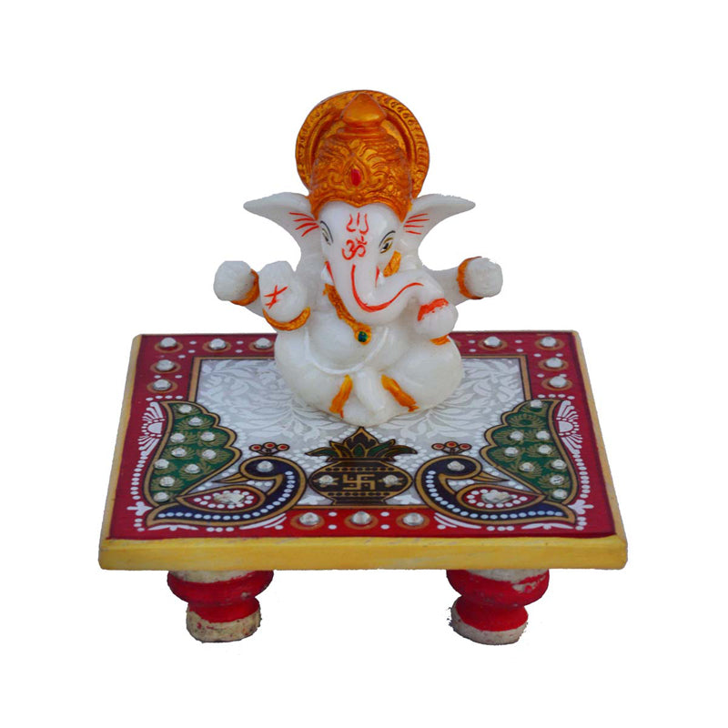 Buy Marble Ganapati Pappa With Crown Idol Idols & Sets from Vaaree