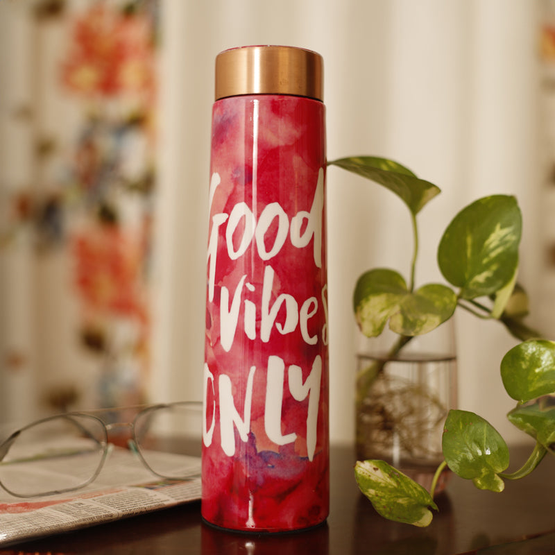 Buy Pink Good Vibes Only Copper Water Bottle Bottle from Vaaree