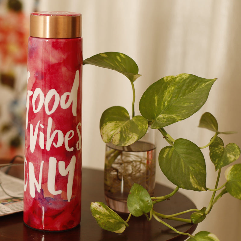 Buy Pink Good Vibes Only Copper Water Bottle Bottle from Vaaree