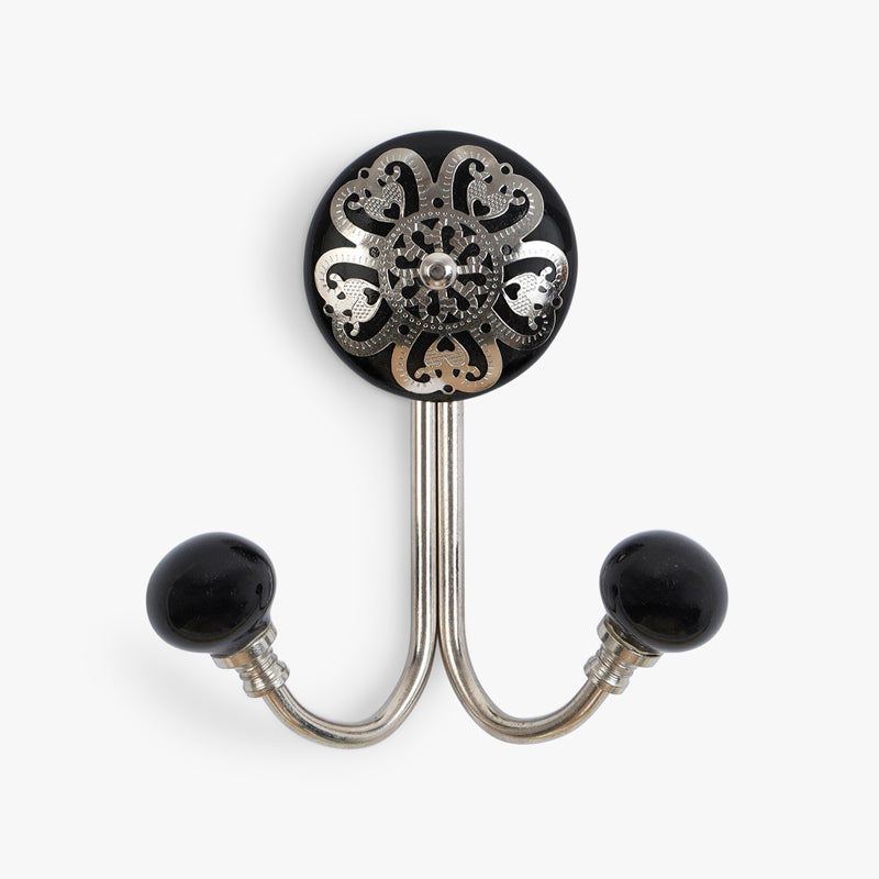 Buy Rana Floral Filigree Wall Hook - Black Hooks & Key Holders from Vaaree