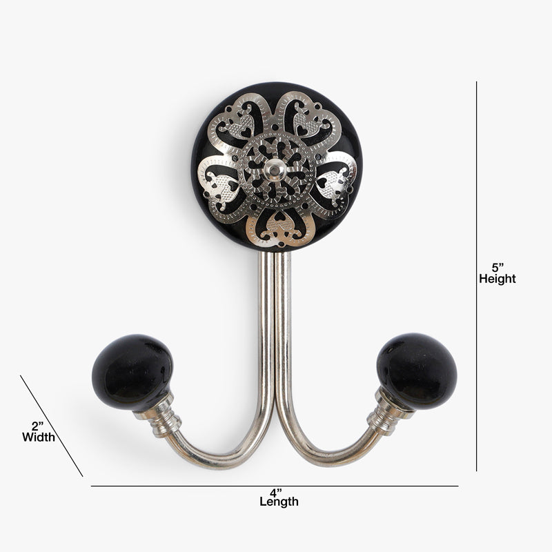 Buy Rana Floral Filigree Wall Hook - Black Hooks & Key Holders from Vaaree