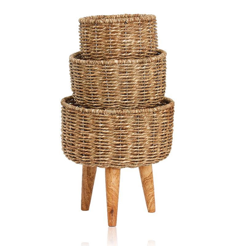 Buy Heartha Jute Planter (Brown) - Set Of Three Pots & Planters from Vaaree