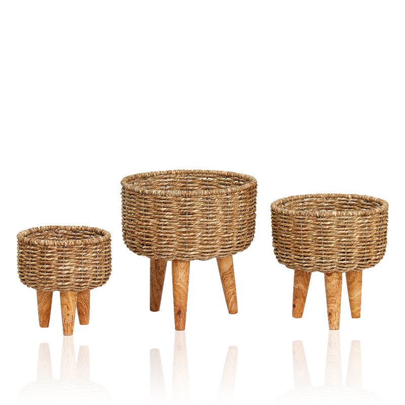 Buy Heartha Jute Planter (Brown) - Set Of Three Pots & Planters from Vaaree