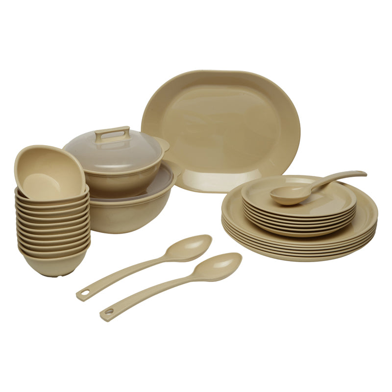 Buy Mihaya Beige Dinner Set (400 ml/1000 ml/2000 ml) - 32 Piece Set Dinner Set from Vaaree