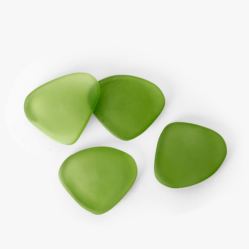 Coaster - Glossy Pebble Glass Coaster (Green) - Set Of Four