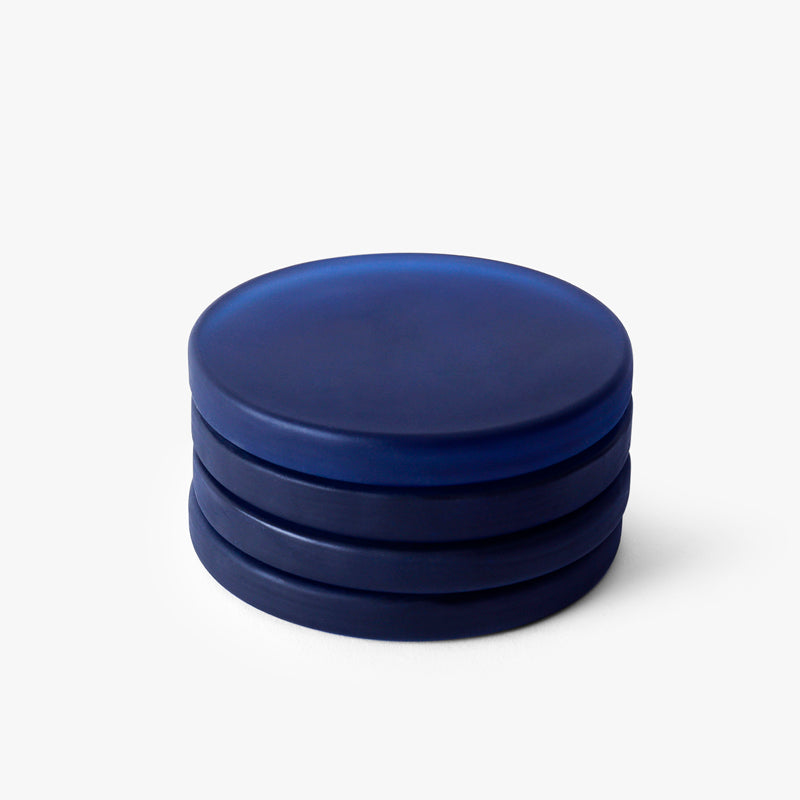 Coaster - Gloassy Drop Glass Coaster (Blue) - Set Of Four