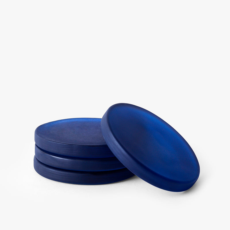 Coaster - Gloassy Drop Glass Coaster (Blue) - Set Of Four