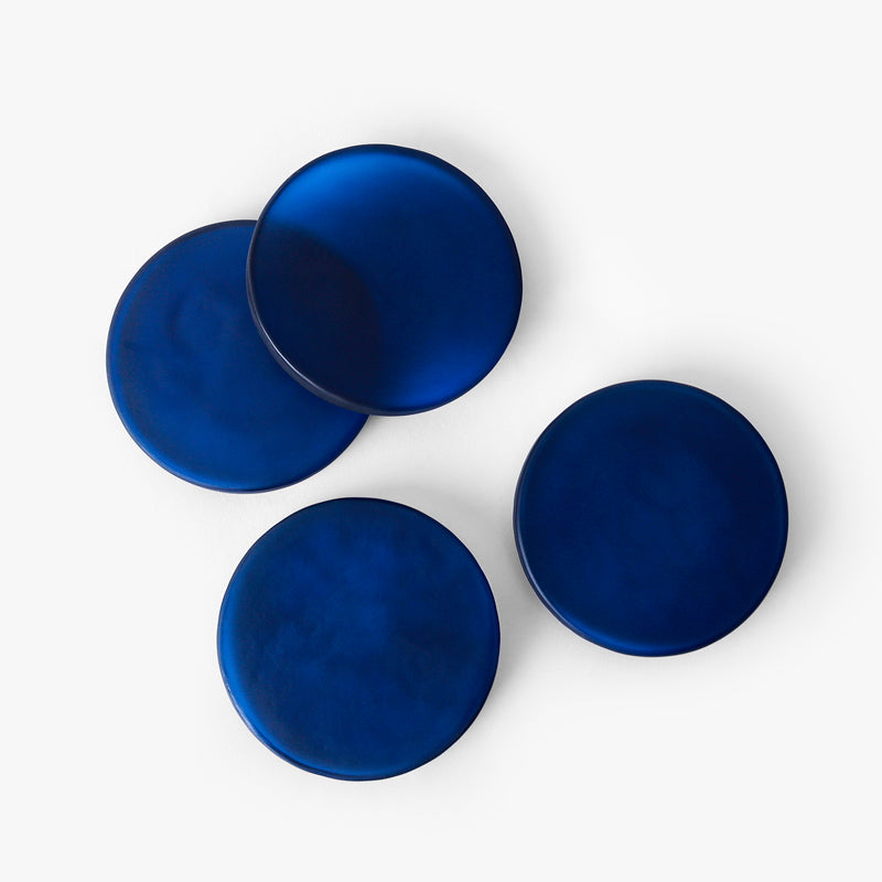 Coaster - Gloassy Drop Glass Coaster (Blue) - Set Of Four