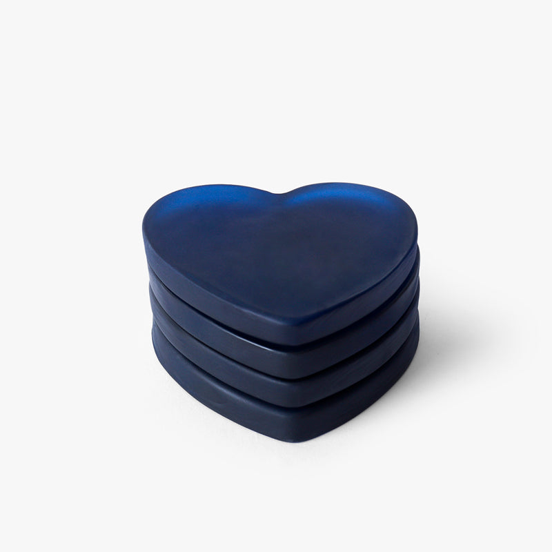 Coaster - Glossy Hearty Mist Glass Coaster (Blue) - Set Of Four