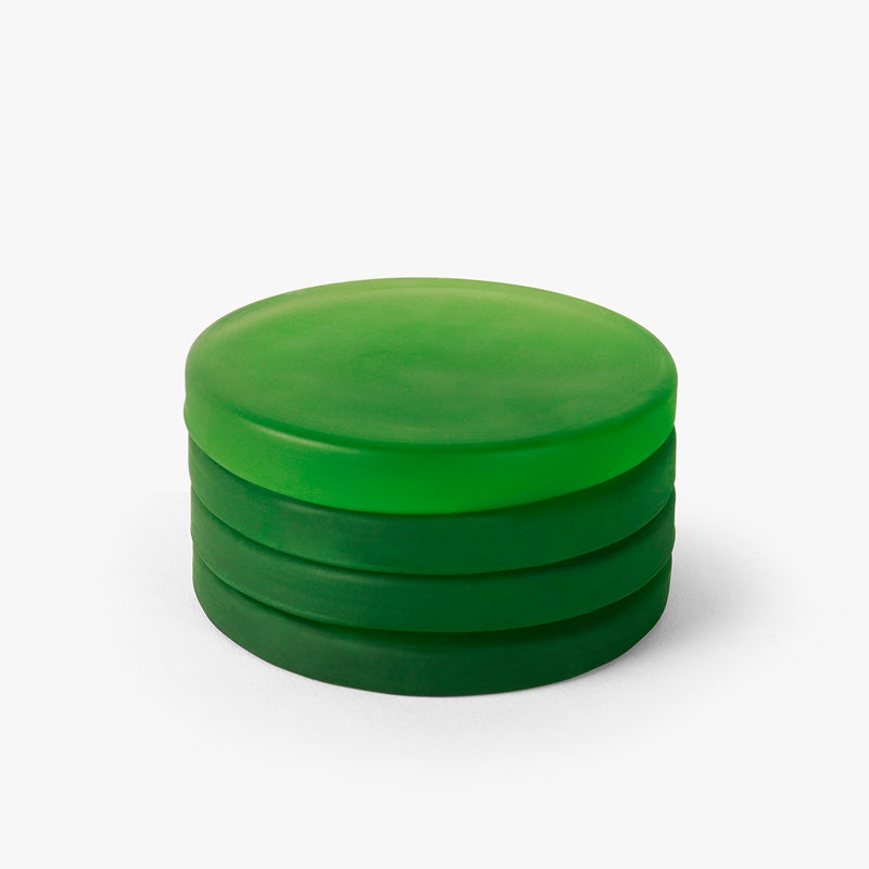 Coaster - Glossy Drop Glass Coaster (Green) - Set Of Four