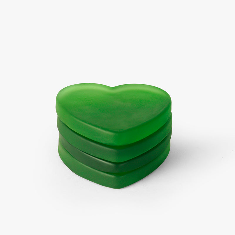 Coaster - Glossy Hearty Mist Glass Coaster (Green) - Set Of Four