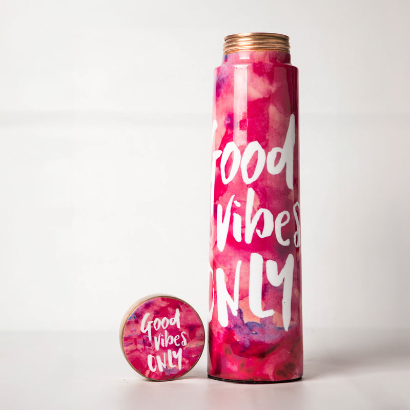 Buy Pink Good Vibes Only Copper Water Bottle Bottle from Vaaree