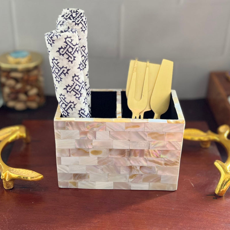 Cutlery Stand - Suzzaine Handcrafted Mother Of Pearl Cutlery Holder