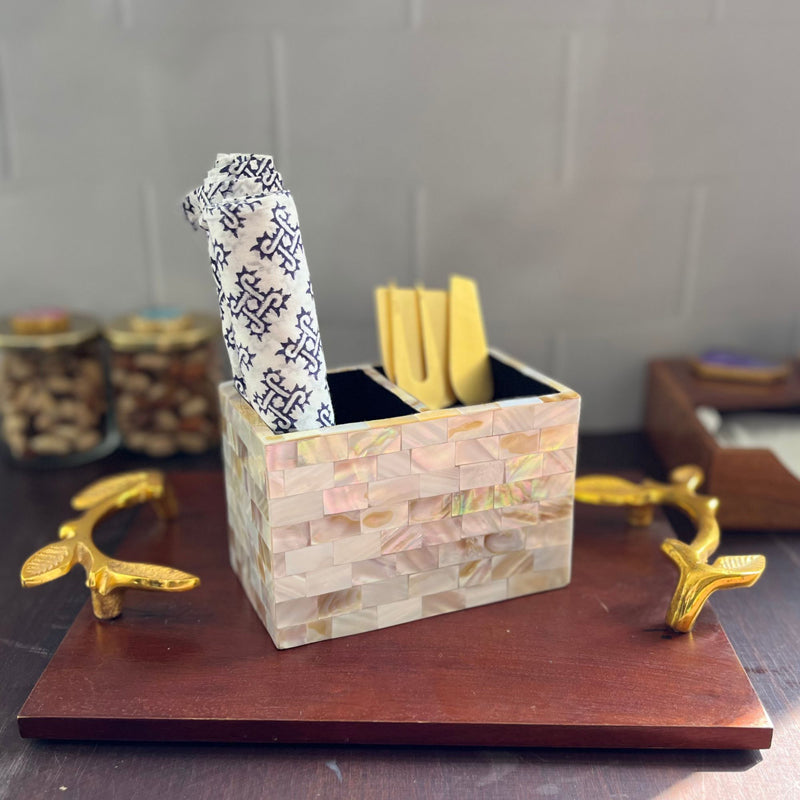 Cutlery Stand - Suzzaine Handcrafted Mother Of Pearl Cutlery Holder