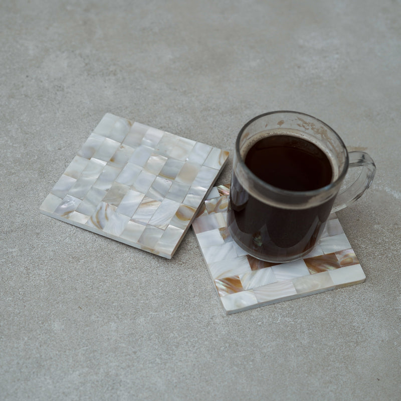 Coaster - Casper Square Mother Of Pearl Coaster - Set Of Two