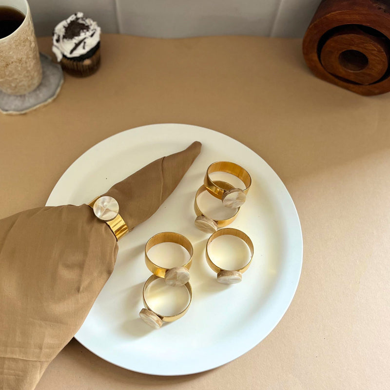 Buy Asher Round Handcrafted Mother Of Pearl Napkin Rings - Set Of Six Napkin Rings from Vaaree