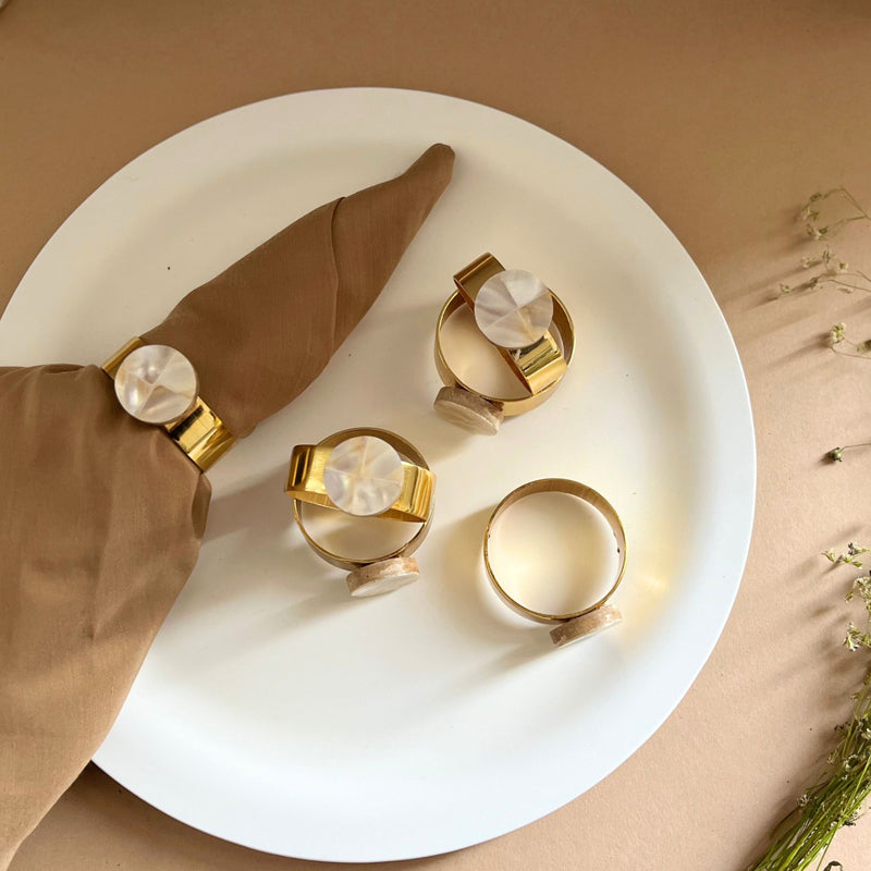 Buy Asher Round Handcrafted Mother Of Pearl Napkin Rings - Set Of Six Napkin Rings from Vaaree