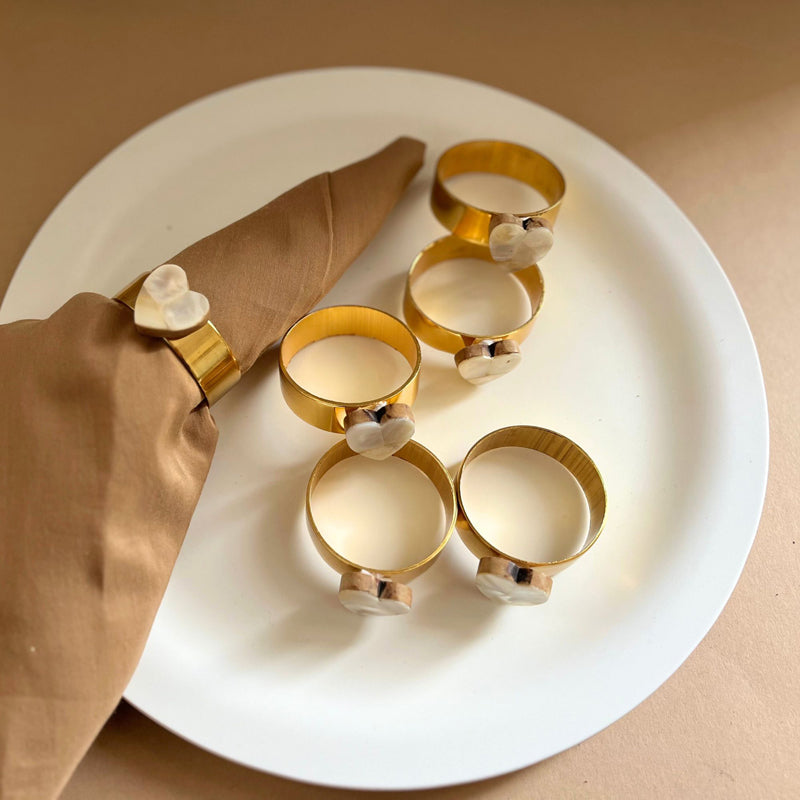 Buy Asher Heart Handcrafted Mother Of Pearl Napkin Rings - Set Of Six Napkin Rings from Vaaree