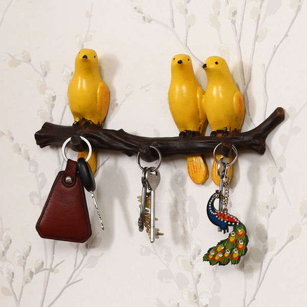 Buy Pigeon Flock Key Holder - Yellow Hooks & Key Holders from Vaaree