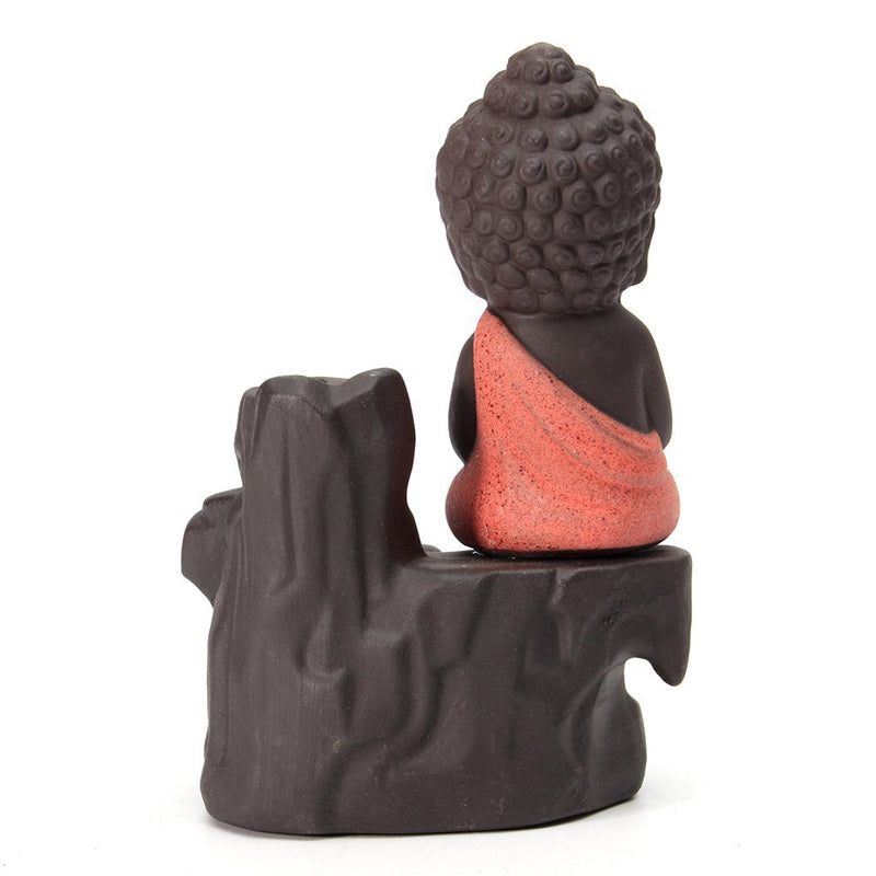 Showpieces - Baby Buddha Monk Smoke Fountain - Orange & Brown