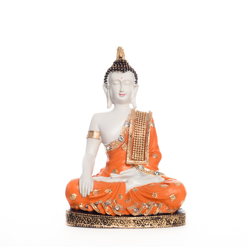 Buy Mediatating Buddha Showpiece - Orange Idols & Sets from Vaaree