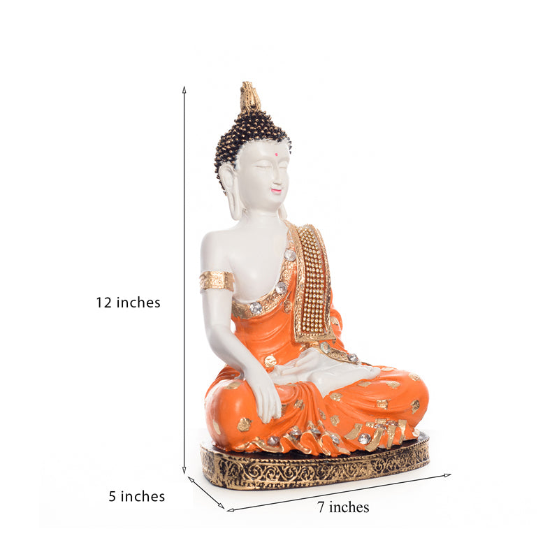 Buy Mediatating Buddha Showpiece - Orange Idols & Sets from Vaaree