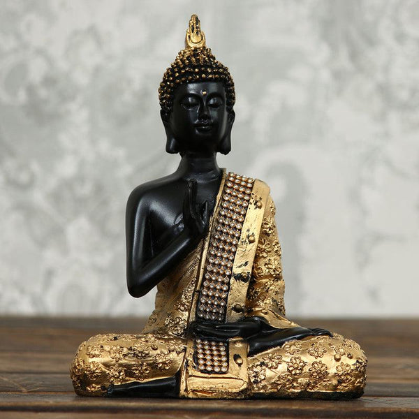 Buy Buddha in Meditation Showpiece - Black & Gold Idols & Sets from Vaaree