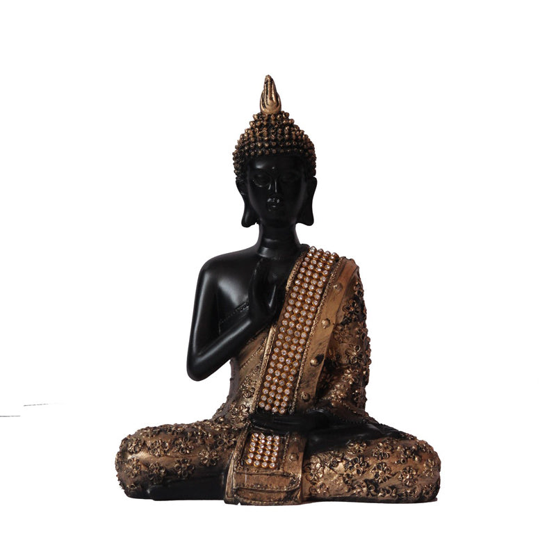 Buy Buddha in Meditation Showpiece - Black & Gold Idols & Sets from Vaaree