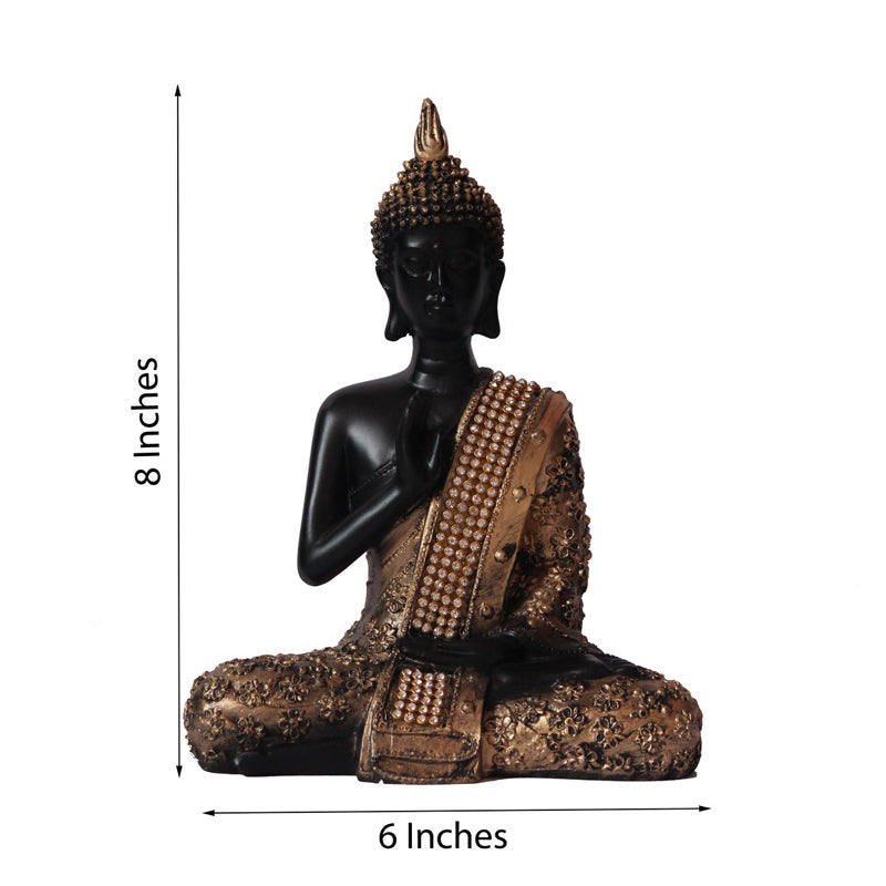 Buy Buddha in Meditation Showpiece - Black & Gold Idols & Sets from Vaaree