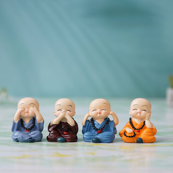 Showpieces - Baby Monk Whimsy Showpiece - Set Of Four