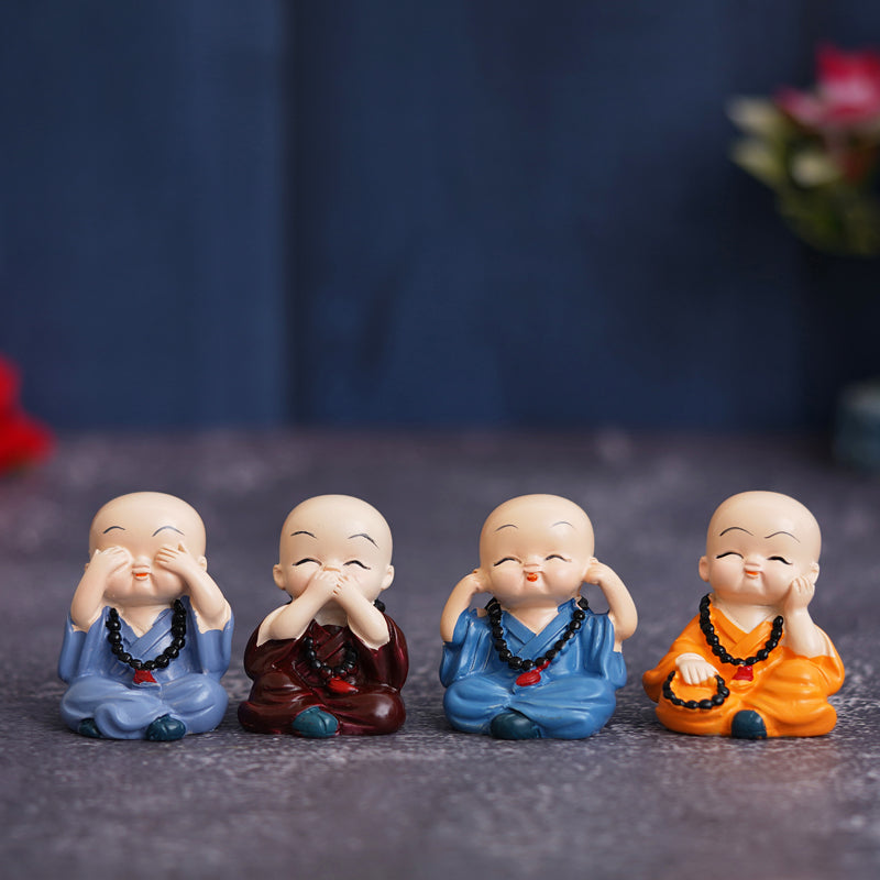 Showpieces - Baby Monk Whimsy Showpiece - Set Of Four