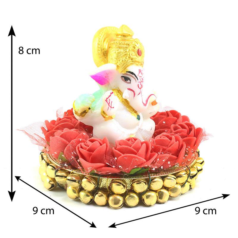 Buy Ganesha Pooja Plate Idol - Red & White Idols & Sets from Vaaree