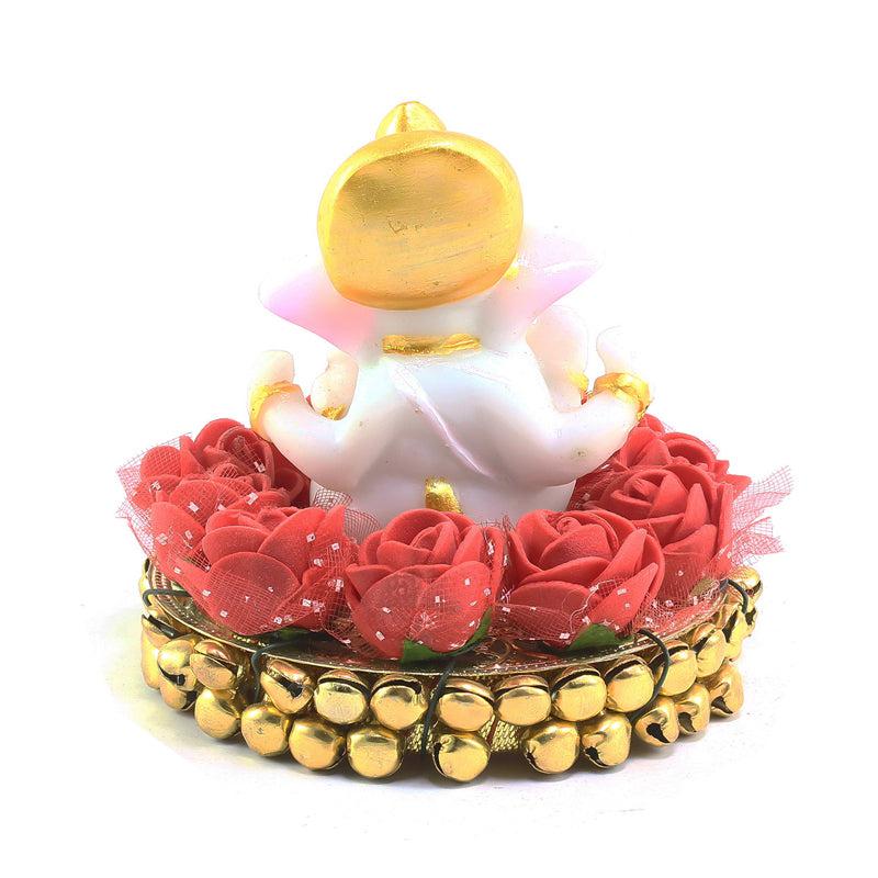 Buy Ganesha Pooja Plate Idol - Red & White Idols & Sets from Vaaree