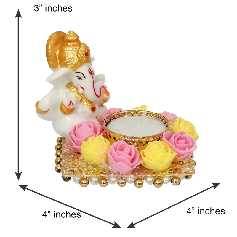 Buy Ganesha Pooja Plate Idol - Pink & Yellow Idols & Sets from Vaaree