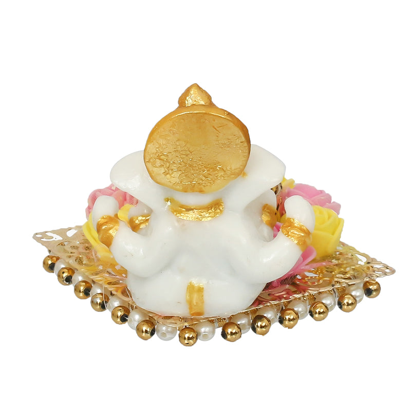 Buy Ganesha Pooja Plate Idol - Pink & Yellow Idols & Sets from Vaaree