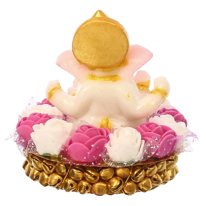 Buy Lord Vinayak Pooja Tealight Candle Holder - White & Pink Idols & Sets from Vaaree