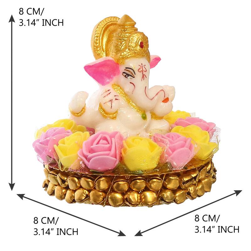 Buy Lord Vinayak Pooja Tealight Candle Holder - Yellow & Pink Idols & Sets from Vaaree