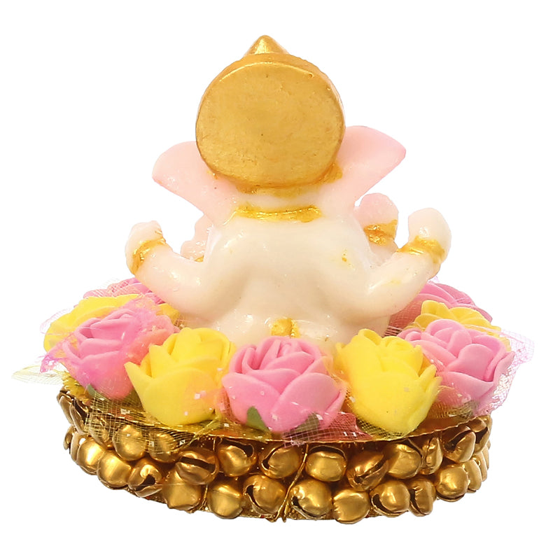 Buy Lord Vinayak Pooja Tealight Candle Holder - Yellow & Pink Idols & Sets from Vaaree