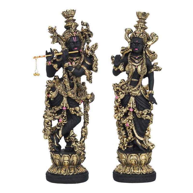 Buy Radha Krishna Prem Idol (Gold & Black) - Set Of Two Idols & Sets from Vaaree