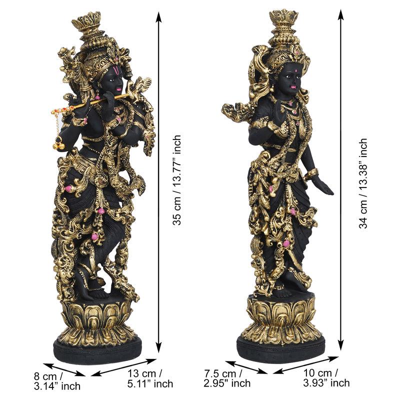 Buy Radha Krishna Prem Idol (Gold & Black) - Set Of Two Idols & Sets from Vaaree